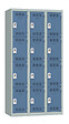 P.HENRY - Vestiaire 3 colonnes - 4 cases - Gris perle et bleu - vignette