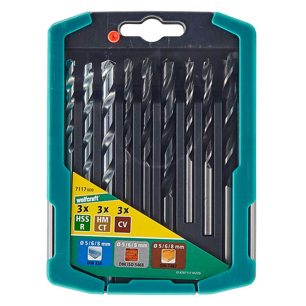WOLFCRAFT - 1 Coffret M-9 forets béton-bois-métaux - large