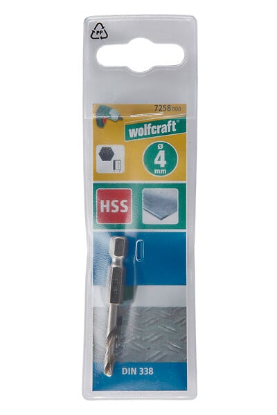 WOLFCRAFT - Foret à métaux HSS - Queue hexagonale 1/4" - Diamètre 4mm - large