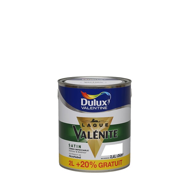 DULUX VALENTINE - Laque bois et métal Valénite - Blanc - 2L + 20% gratuit - large