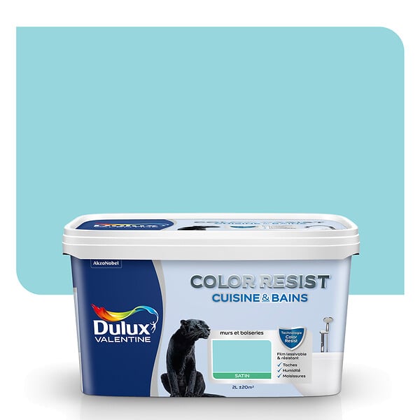 DULUX - Peinture Color Resist Cuisine et Bains - Bleu - Satin - 2L - large