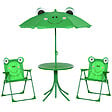 OUTSUNNY - Ensemble salon de jardin enfant 4 pcs design grenouille - table ronde + 2 chaises pliables + parasol - métal époxy oxford vert - vignette