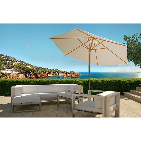 CONCEPT USINE - Parasol  ecru droit rond 3 x 3 m Cancun - large