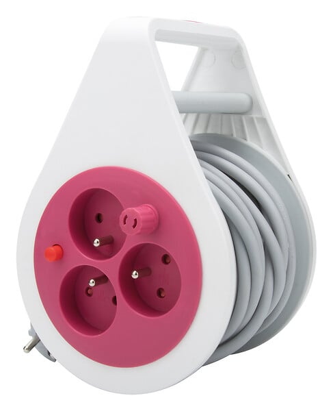 ZENITECH - Mini enrouleur design 3 prises 2P+T - 7m Rose - Zenitech - large