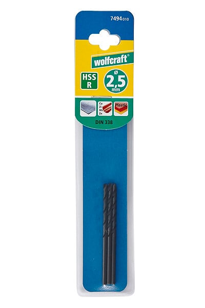 WOLFCRAFT - Forets à métaux HSS laminés - 2,5mm - Lot de 3 - large