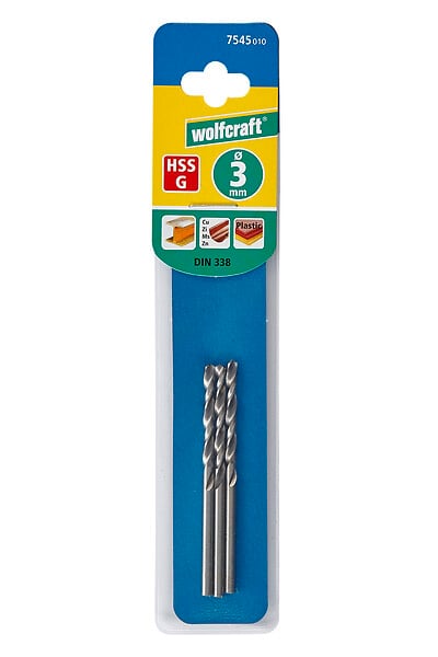 WOLFCRAFT - 3 Forets à métaux HSS meulés D3.0mm - large