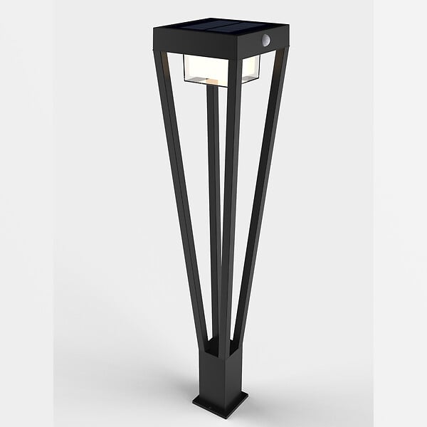 LUMIHOME - Borne solaire luxor noire 72cm avec detecteur de presence - large