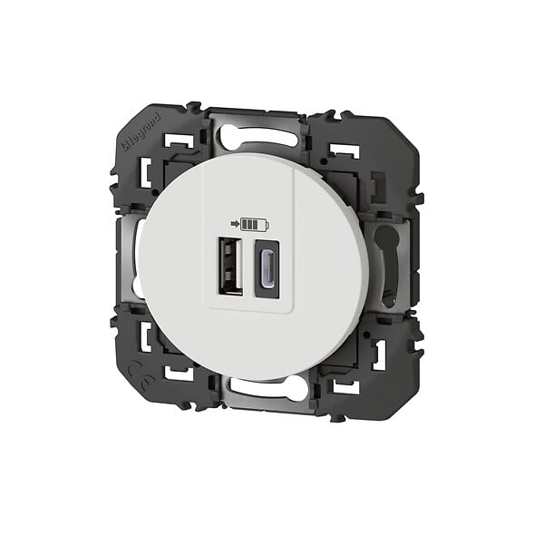 LEGRAND - Chargeur mural USB encastrable Dooxie Blanc 15W - large