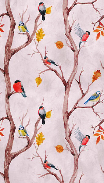 AS CREATION - Papier peint panoramique numérique intissé - Oiseaux rose - 159x280cm - large