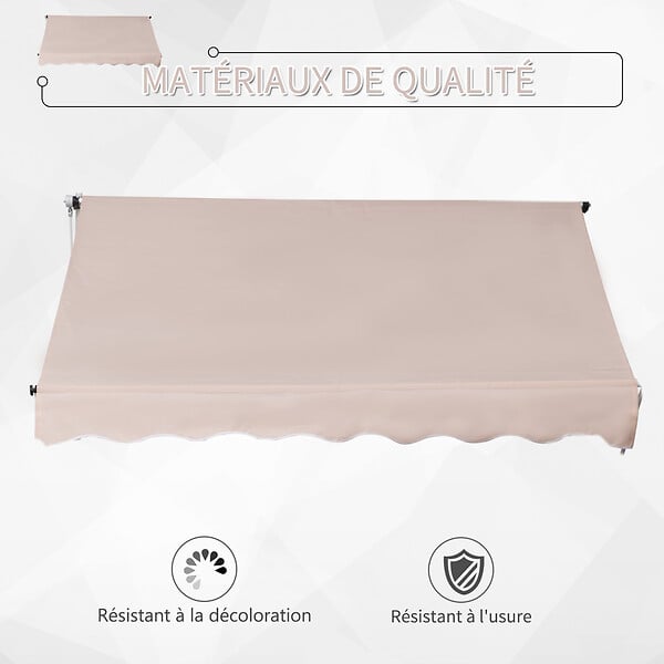 OUTSUNNY - Store banne manuel rétractable 2L x 1,5l x 1,7-2,8H m inclinaison réglable installation rapide métal alu polyester beige - large
