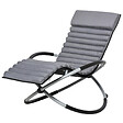 OUTSUNNY - Chaise longue à bascule pliable rocking chair design contemporain avec matelas revêtement aspect daim métal textilène gris noir - vignette