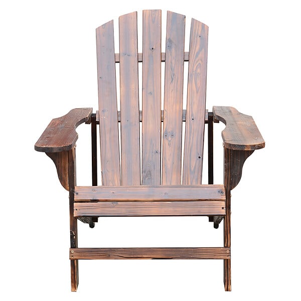HOMCOM - Fauteuil de jardin adirondack chaise longue chaise plage avec tabouret bois de sapin - large