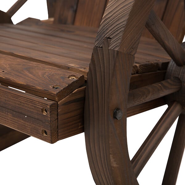 OUTSUNNY - Fauteuil de jardin Adirondack à bascule rocking chair style rustique chic accoudoirs roues charette bois sapin traité carbonisation - large