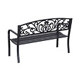 OUTSUNNY - Banc de jardin terrasse en acier fonte noir 3 places 127 x 60 x 87 cm charge max 220 Kg - vignette