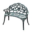 OUTSUNNY - Banc de jardin 2 places style néo-rétro motif rose lignes fuselées 100L x 54l x 78H cm fonte d'aluminium vert vieilli - vignette