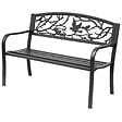 OUTSUNNY - Banc 3 places de jardin terrasse style rural chic 127L x 60l x 85H cm métal époxy anticorrosion noir - vignette