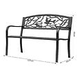 OUTSUNNY - Banc 3 places de jardin terrasse style rural chic 127L x 60l x 85H cm métal époxy anticorrosion noir - vignette