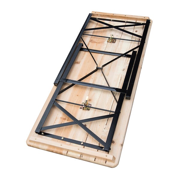 OUTSUNNY - Table de camping pique-nique pliable portable + 2 bancs pliables métal époxy noir bois massif sapin - large