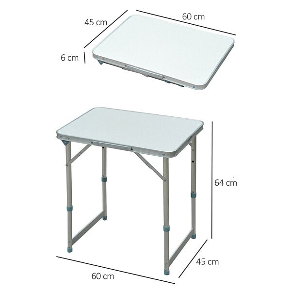 OUTSUNNY - Table pliante table de camping table de jardin hauteur réglable aluminium MDF blanc - large
