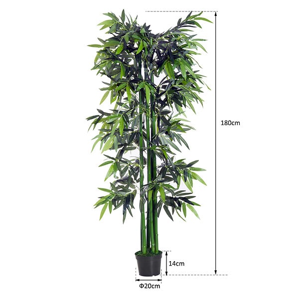 OUTSUNNY - Bambou artificiel XXL 1,80H m 1105 feuilles denses réalistes pot inclus noir vert - large