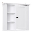 HOMCOM - Armoire haute murale de salle de bain ou WC placard 1 porte 3 niches dim. 53L x 14,5l x 50,5H cm MDF panneaux particules blanc - vignette