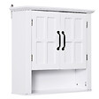 HOMCOM - Armoire haute murale de salle de bain ou WC placard 2 portes 2 étagères niche dim. 60L x 20l x 58H cm MDF panneaux particules blanc - vignette