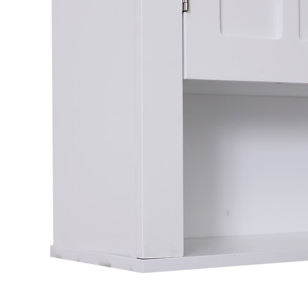 HOMCOM - Armoire haute murale de salle de bain ou WC placard 2 portes 2 étagères niche dim. 60L x 20l x 58H cm MDF panneaux particules blanc - large