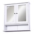 HOMCOM - Armoire murale étagère salle de bain 56L x 13l x 58H cm double porte miroir étagère réglable MDF blanc - vignette