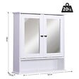 HOMCOM - Armoire murale étagère salle de bain 56L x 13l x 58H cm double porte miroir étagère réglable MDF blanc - vignette