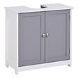 KLEANKIN - Meuble salle de bain - meuble sous-vasque - placard 2 portes avec étagère - dim. 60L x 30l x 60H cm - MDF gris blanc - vignette