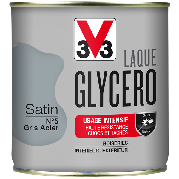 V33 PEINTURE - Peinture laque glycéro - Gris acier - Satin - 0,5L - large