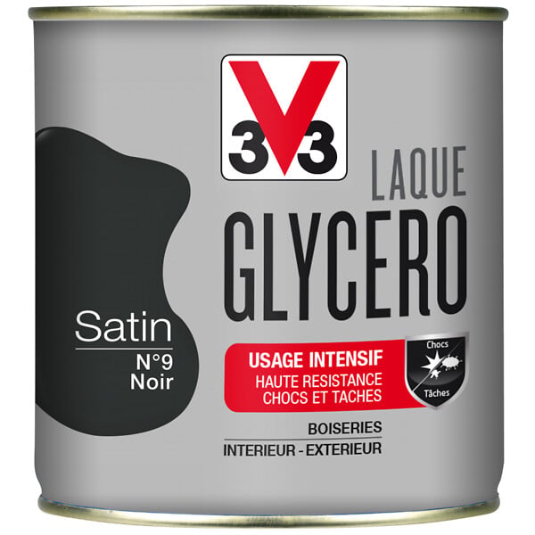 V33 PEINTURE - Peinture laque Glycero - Noir - Satin - 0,5L - large