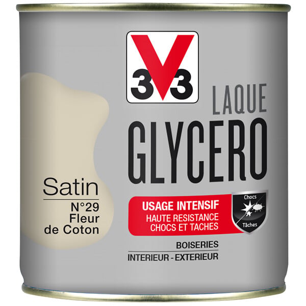 V33 PEINTURE - Peinture laque Glycero - Fleur de coton - Satin - 0,5L - large