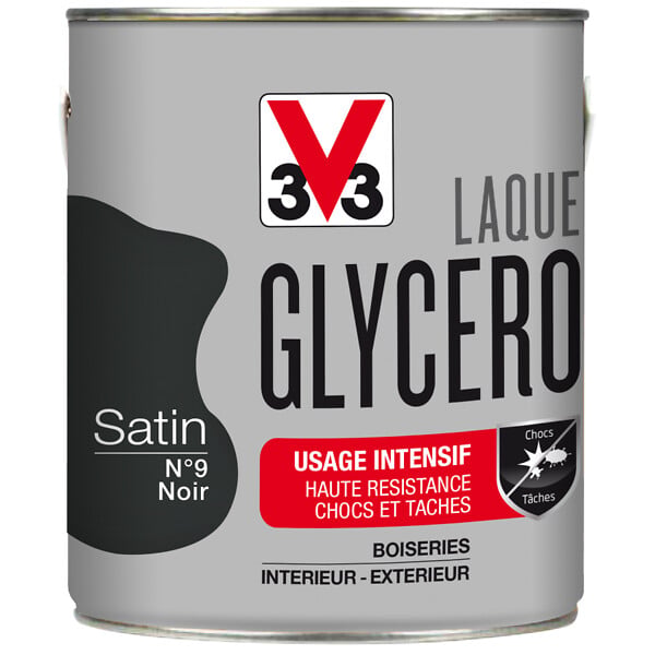V33 PEINTURE - Peinture laque Glycero - Noir - Satin - 2L - large