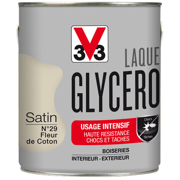 V33 PEINTURE - Peinture laque glycéro Glycero - Fleur de coton satin - 2L - large