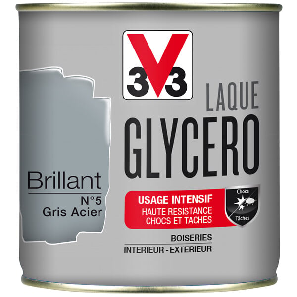 V33 PEINTURE - Peinture laque glycéro - Gris Acier - Brillant - 0,5L - large