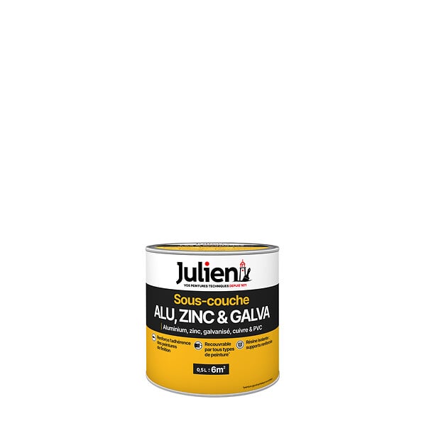 JULIEN - Sous-couche Alu, Zinc, Cuivre, Galvanise MAT Blanc 0.5L - large
