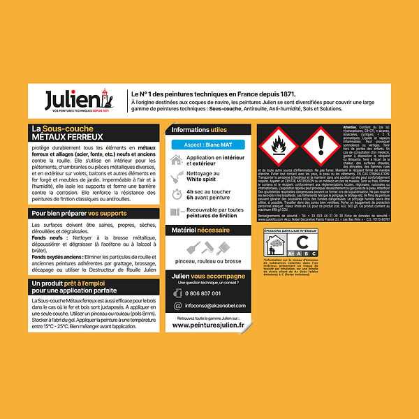 JULIEN - Sous-couche antirouille - Métaux ferreux - Blanc - 2.5 L - large