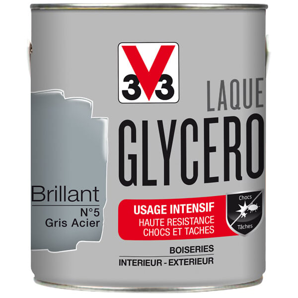 V33 PEINTURE - Peinture laque glycéro - Gris acier - Brillant - 2L - large