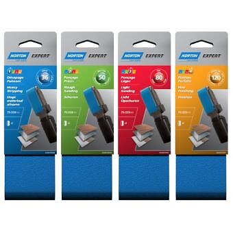 NORTON - Bandes abrasives toile polycoton - Grain 80 - 75x533mm - large