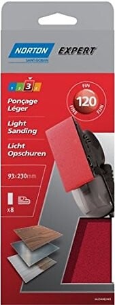NORTON - 8 patins 92x230mm non perforé Grain 120 - large