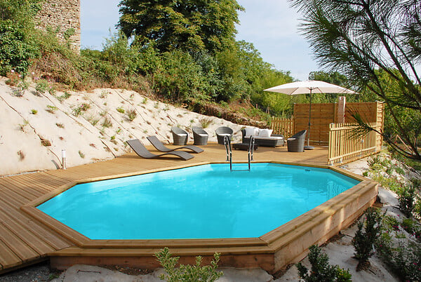 SUNBAY - Piscine bois ovale Looneos 2 - Marron - L.620xl.395xH.136cm - large