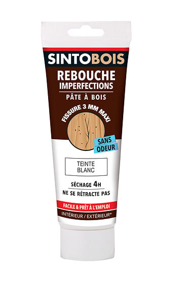 SINTO - Pâte à bois eau - Rebouche imperfections - Blanc 250g - large