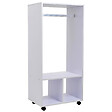 HOMCOM - Portant à vêtements penderie mobile avec roulettes 2 niches + grand espace penderie panneaux particules blanc - vignette
