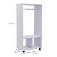 HOMCOM - Portant à vêtements penderie mobile avec roulettes 2 niches + grand espace penderie panneaux particules blanc - vignette