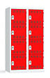 P.HENRY - Vestiaire 2 colonnes - 4 cases - Gris perle et rouge - vignette
