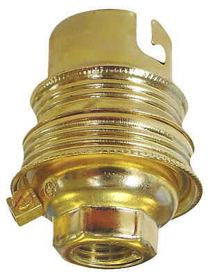 TIBELEC - Douille B22 acier laitonné - Passage fil 11mm - Terre - large