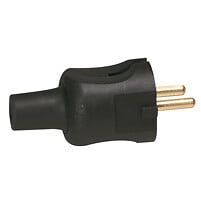 LEGRAND - Fiche caoutchouc mâle 2 pôles - Noir - 16A - large