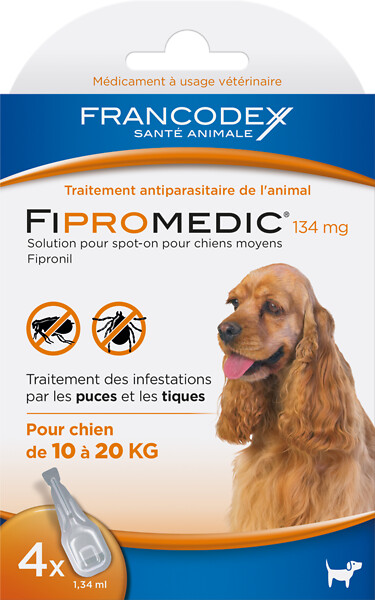 FRANCODEX - Pipettes antiparasitaires chien Fipromédic - 4 x 1,34 ml - large