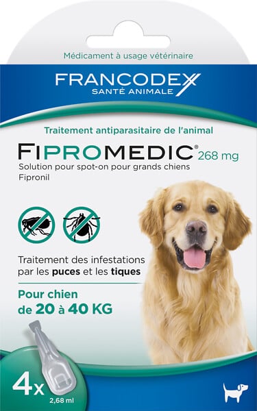 FRANCODEX - Pipettes antiparasitaires chien - Fipromédic 4x2.68ml - 20-40kg - large